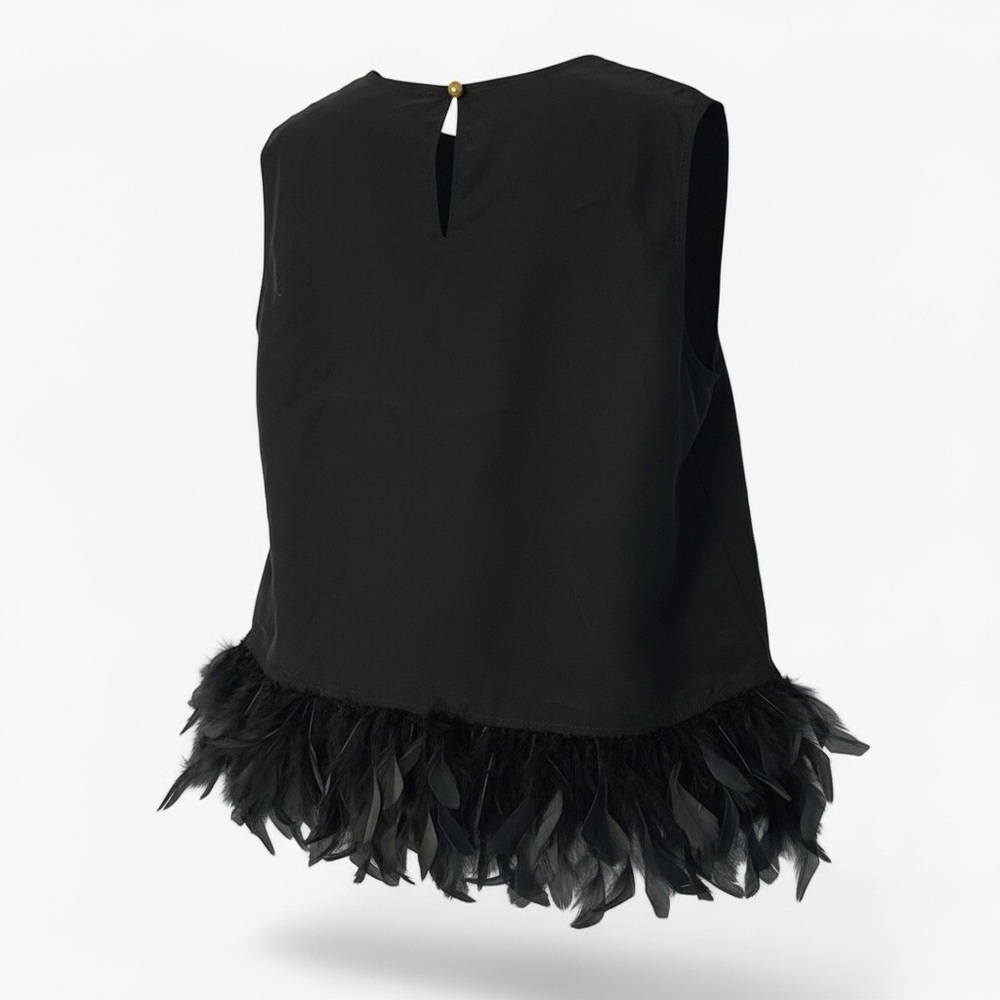 🖤 Feather Hem Party Top | Medium (Runs Small) Statement Blouse 🖤 - Picture 5 of 8